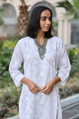 Jannat Pure White Kota Angrakha Kurti