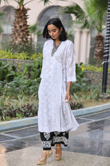 Jannat Pure White Kota Angrakha Kurti