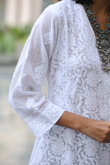 Jannat Pure White Kota Angrakha Kurti