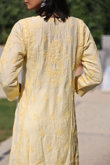 Daania Yellow Muslin A-Line Kurti