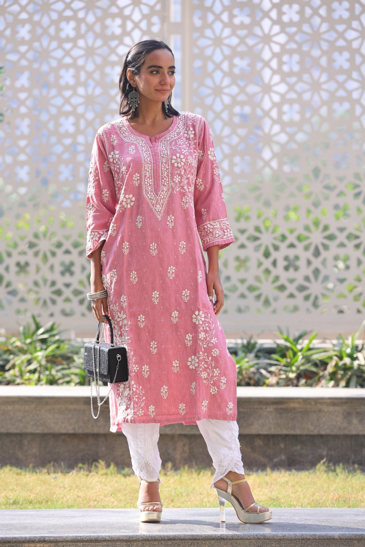 Anabia Pink Fancy Cotton Kurti