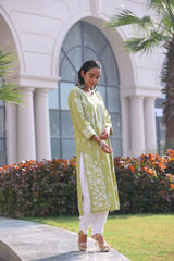 Anabia Green Fancy Cotton Kurti