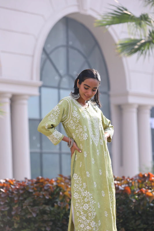 Anabia Green Fancy Cotton Kurti