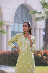 Anabia Green Fancy Cotton Kurti