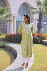 Anabia Green Fancy Cotton Kurti