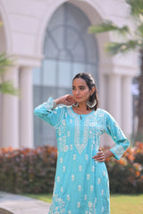 Anabia Sea Green Fancy Cotton Kurti