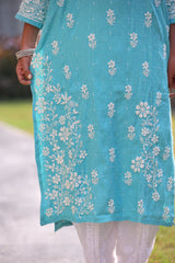 Anabia Sea Green Fancy Cotton Kurti