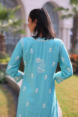 Anabia Sea Green Fancy Cotton Kurti