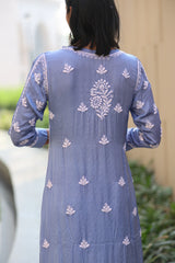 Kiara Cornflower Blue High Low Satin Kurti