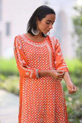 Kiara Orange High Low Satin Kurti