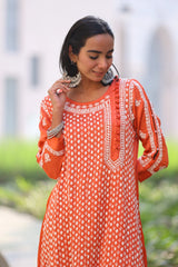 Kiara Orange High Low Satin Kurti