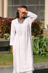 Iqra Slub Cotton White Co-ord Set