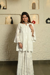 Masakali Mul Cotton Short Top With Bell Sleeves