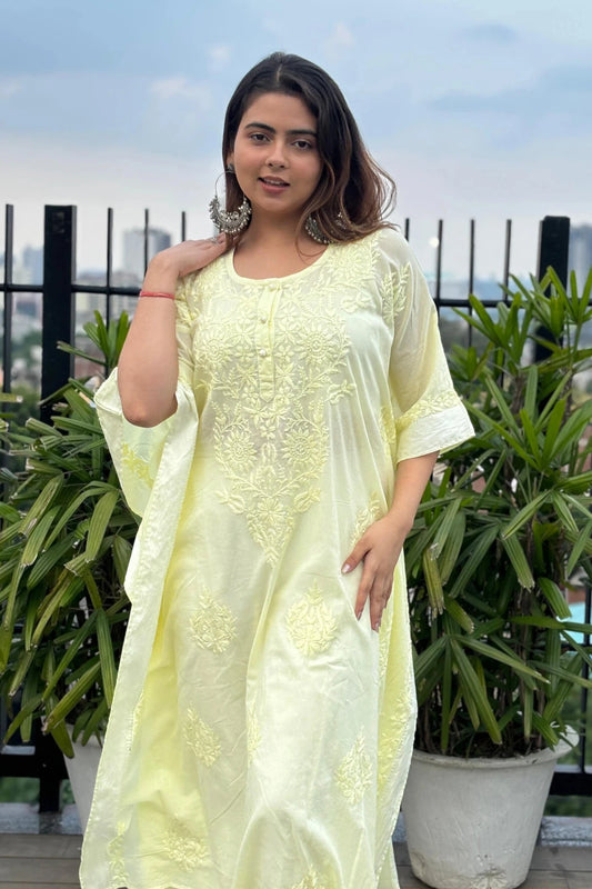 Hanya Yellow Mul Cotton Kaftan